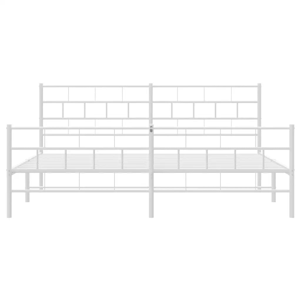 Giroletto con Testiera e Pediera Metallo Bianco 193x203 cm 355732
