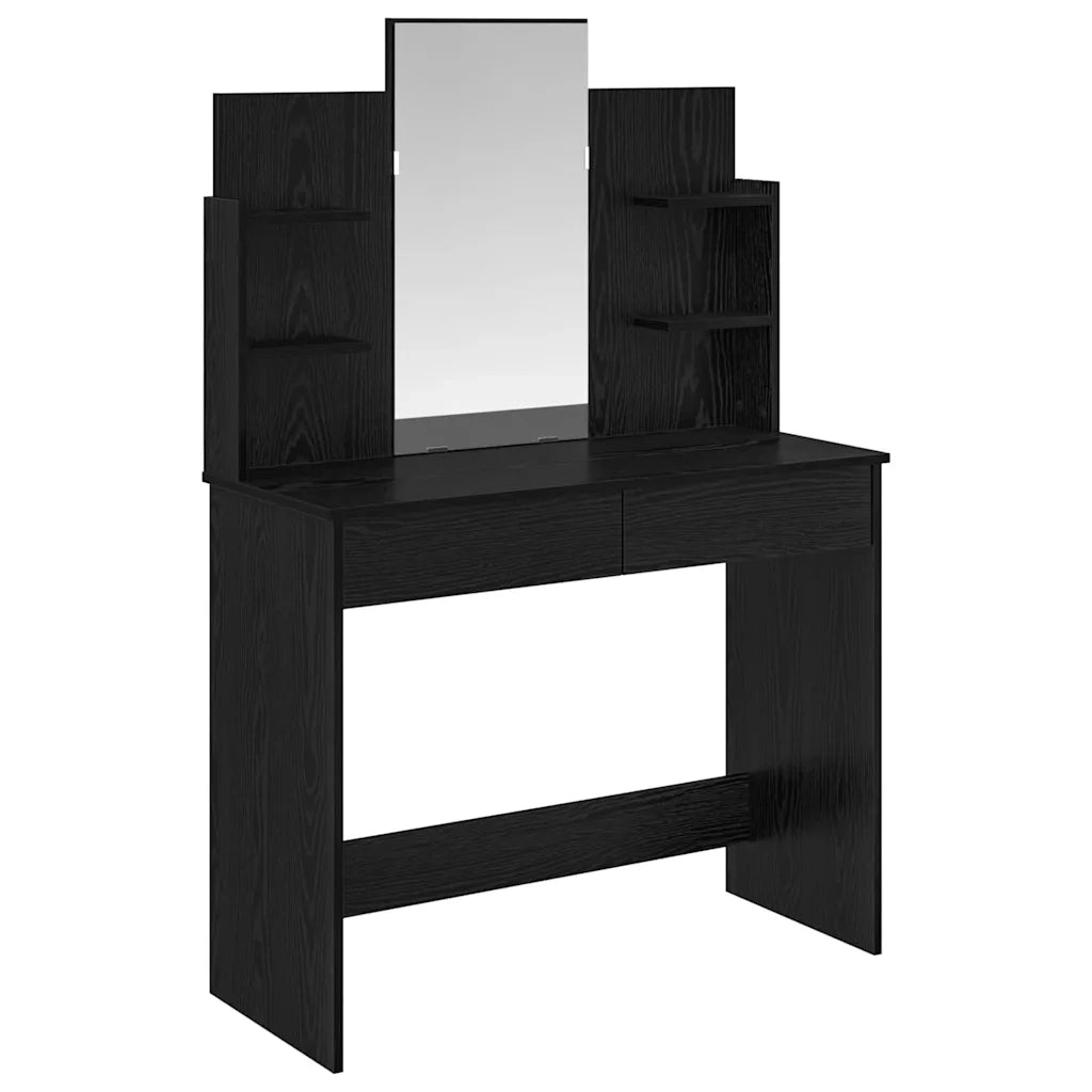 Toilette con Specchio con cassetto Rovere Nero 96 x 39 x 142 cm