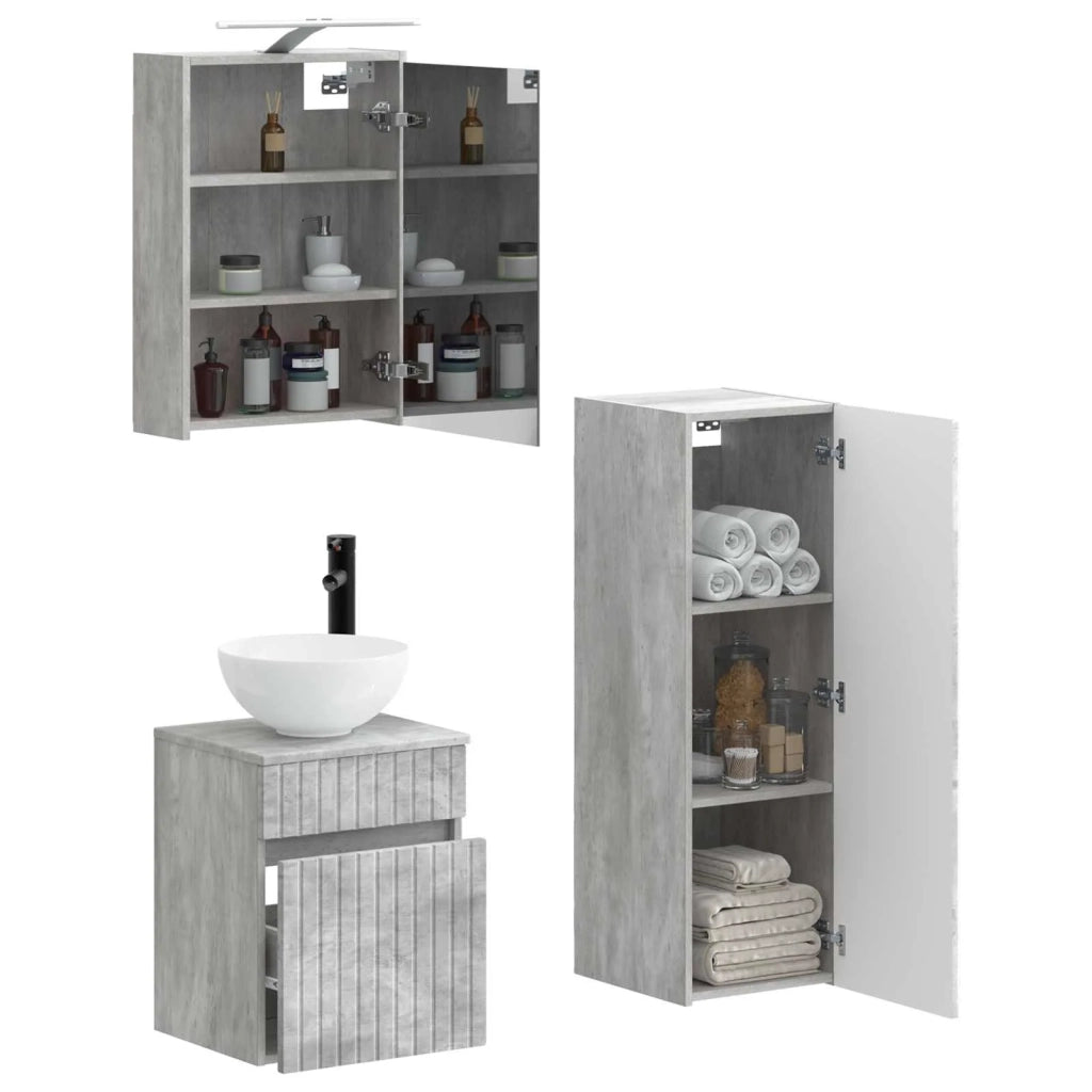 Set di mobili per il bagno 4 pcs Grigio Cemento 3407466