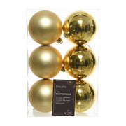 Kaemingk palline di Natale, set da 6 pezzi, diametro 80 mm, colore oro, finitura lucida e satinata, plastica
