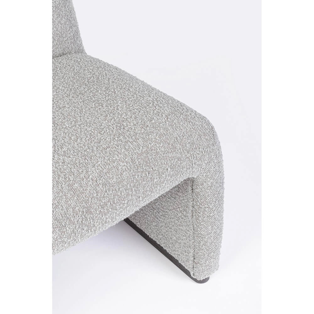 Poltrona Lounge Imbottita in Tessuto Bouclé con Base in Legno - RENATA