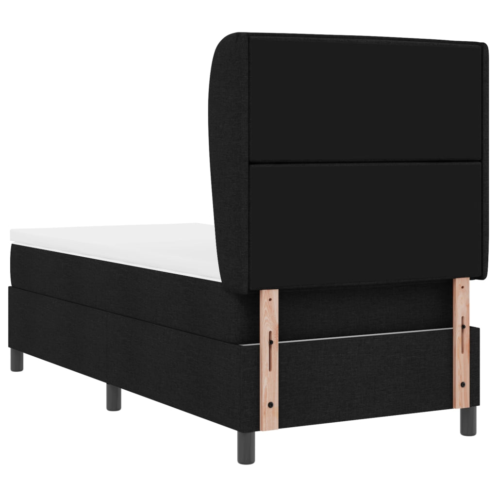 Letto con Box Spring e Materasso  - Nero, 90x200 cm, Tessuto