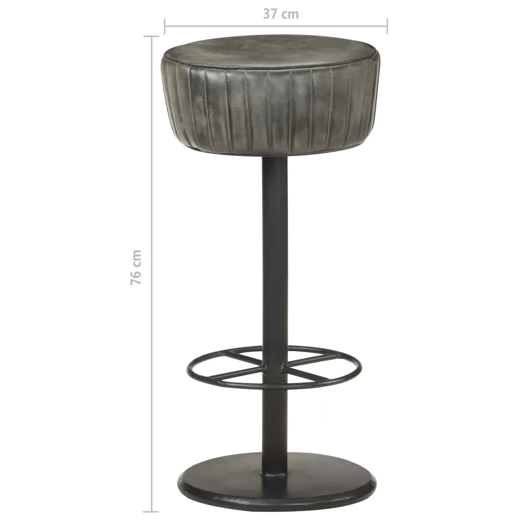 Sgabello da Bar Grigio Anticato in Vera Pelle 321874