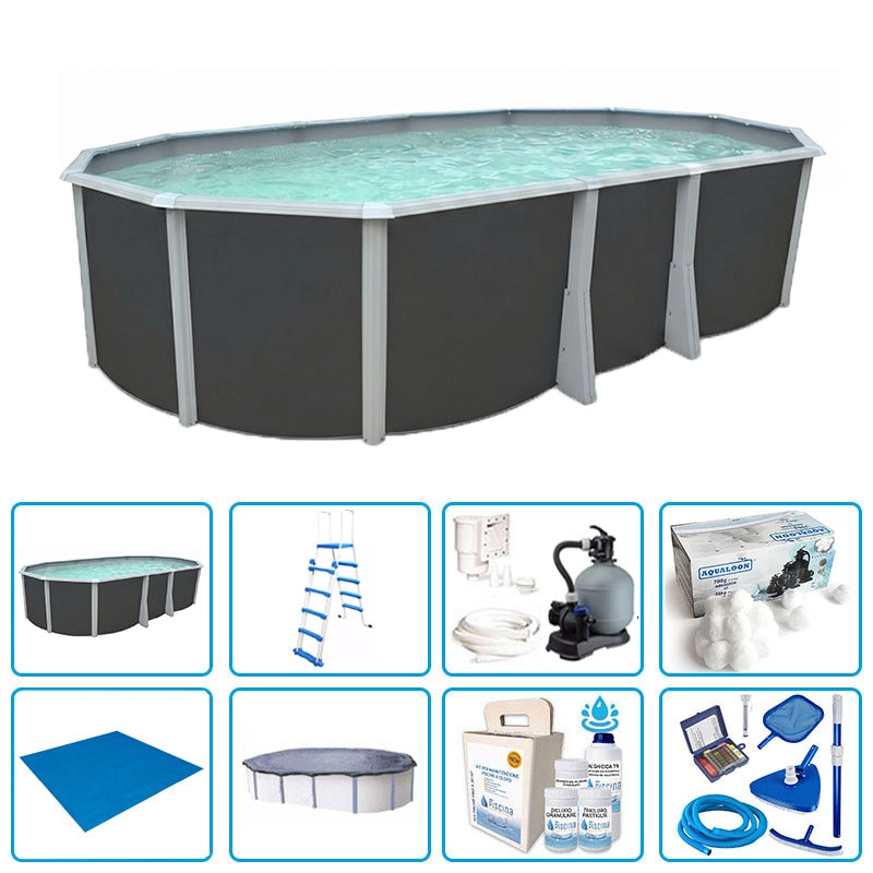 Piscina Fuori Terra Steeldesign Omega 640 - 5,50 X 3,66 X H.1,32 M - Kit Pro