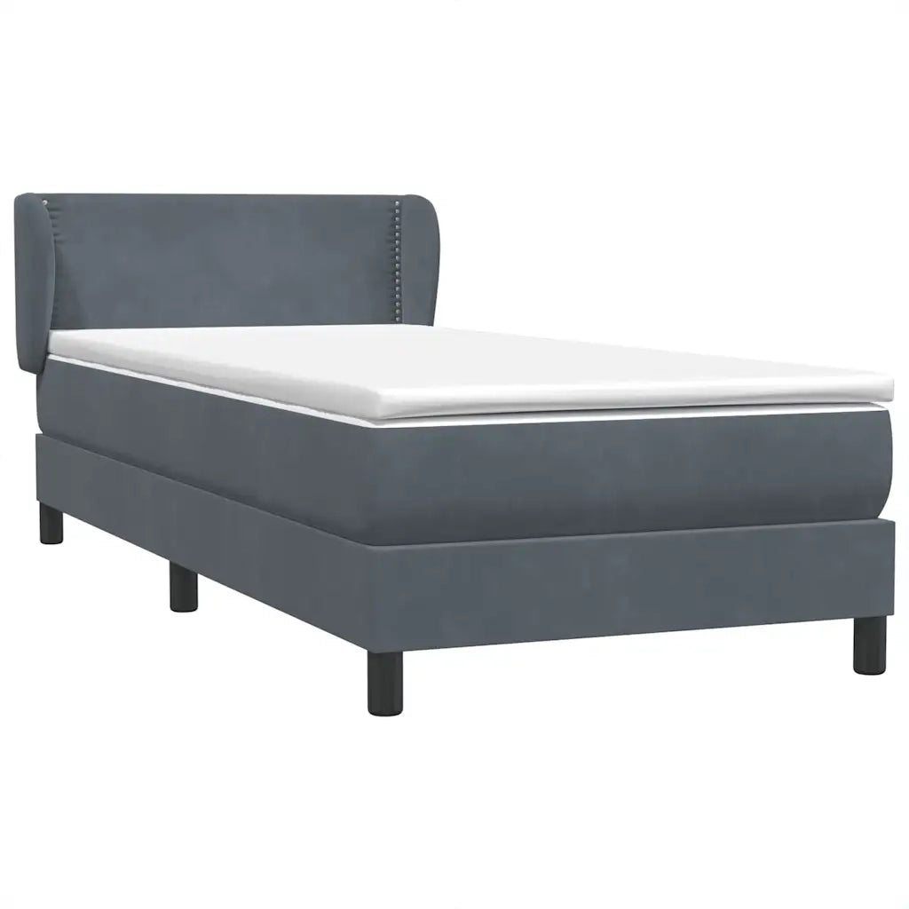 Giroletto a Molle con Materasso Grigio Scuro 90x220 cm Velluto 3317470