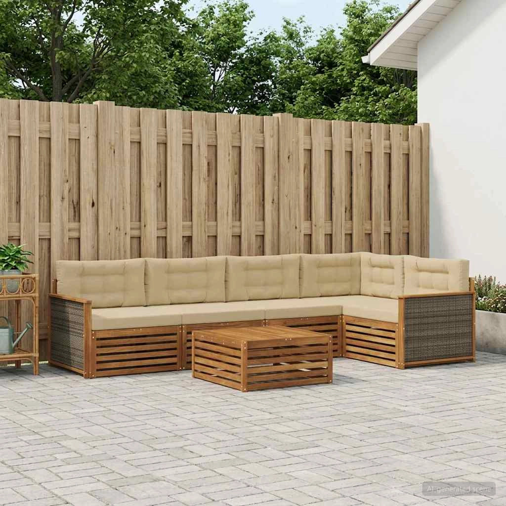 Set di divani da esterno 6 pz Naturale e Beige 3383381