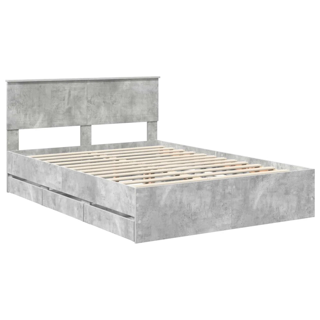 Struttura del letto con cassetto Grigio cemento 140 x 190 cm 3410710