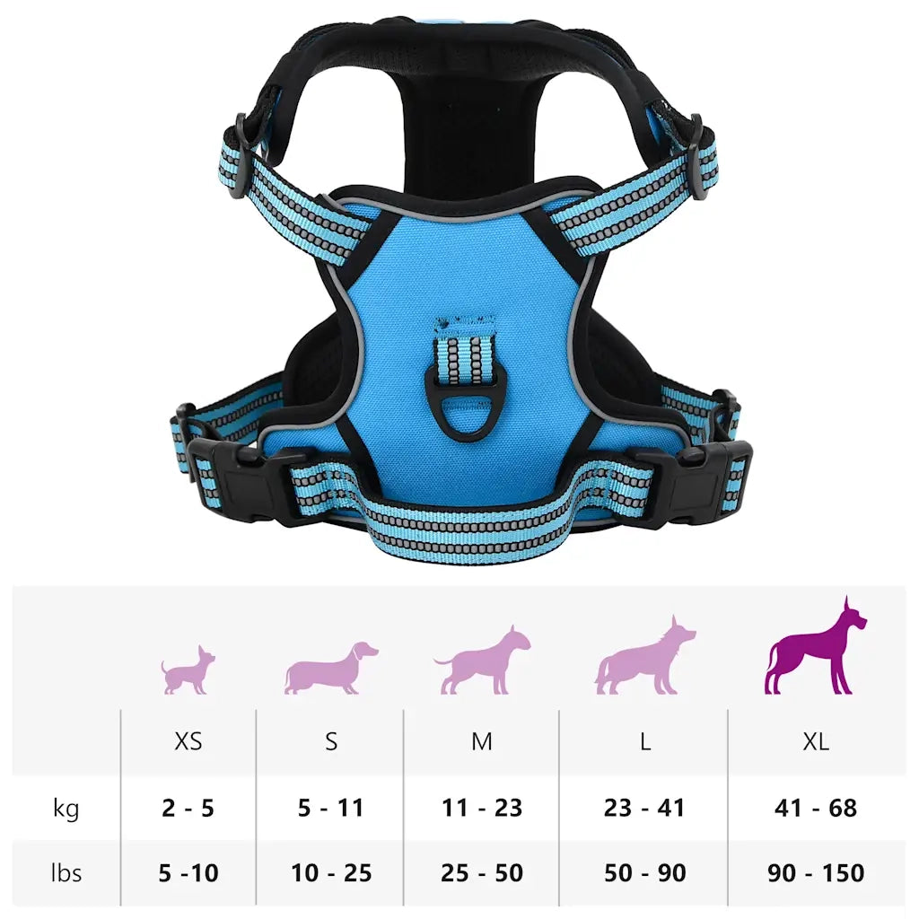 vidaXL Pettorina per Cani con Strisce Riflettenti Regolabile Blu XL