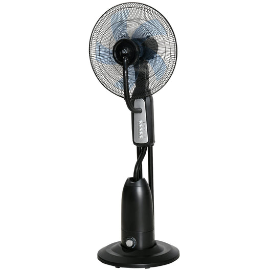Ventilatore Nebulizzatore 90W a 4 Ruote con Serbatoio 2.8L e 4 Velocità 44,5x38,5x120 cm in Metallo PE e ABS Nero