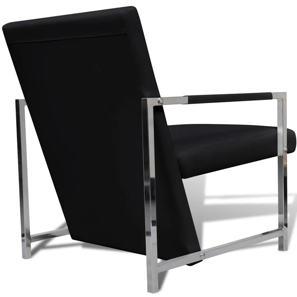 Poltrona/poltrona/divano club con gambe cromate materiale sintetico nero 1102046/3