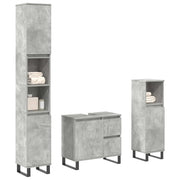 Set Mobili da Bagno 3 pz Grigio Cemento in Legno Multistrato 3324957