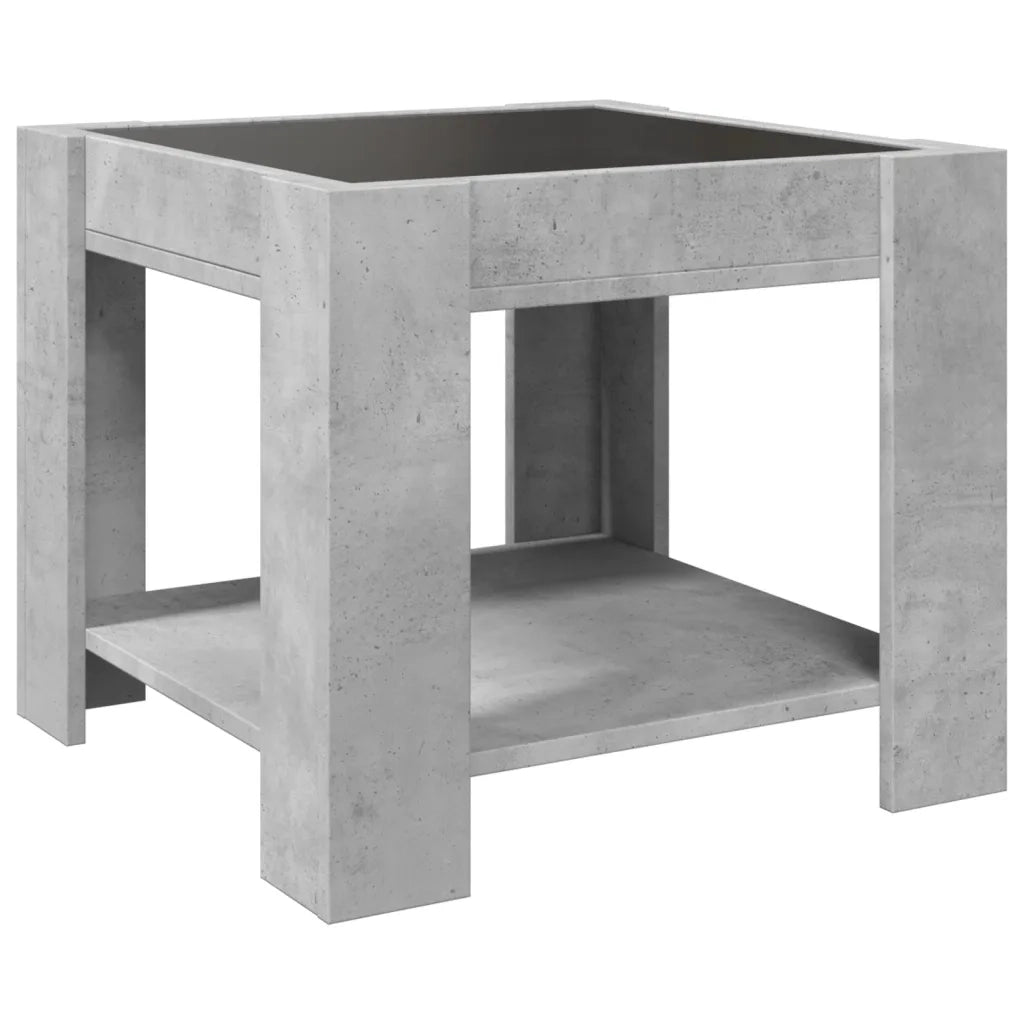 vidaXL Tavolino Salotto con LED Grigio Cemento 53x53x45 cm Multistrato