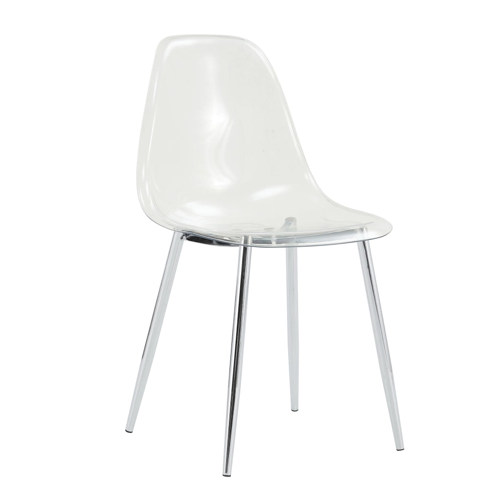 Set tavolo e sedie con 1 tavolo rotondo e 4 sedie in vetro temperato; plastica e metallo argento trasparente
