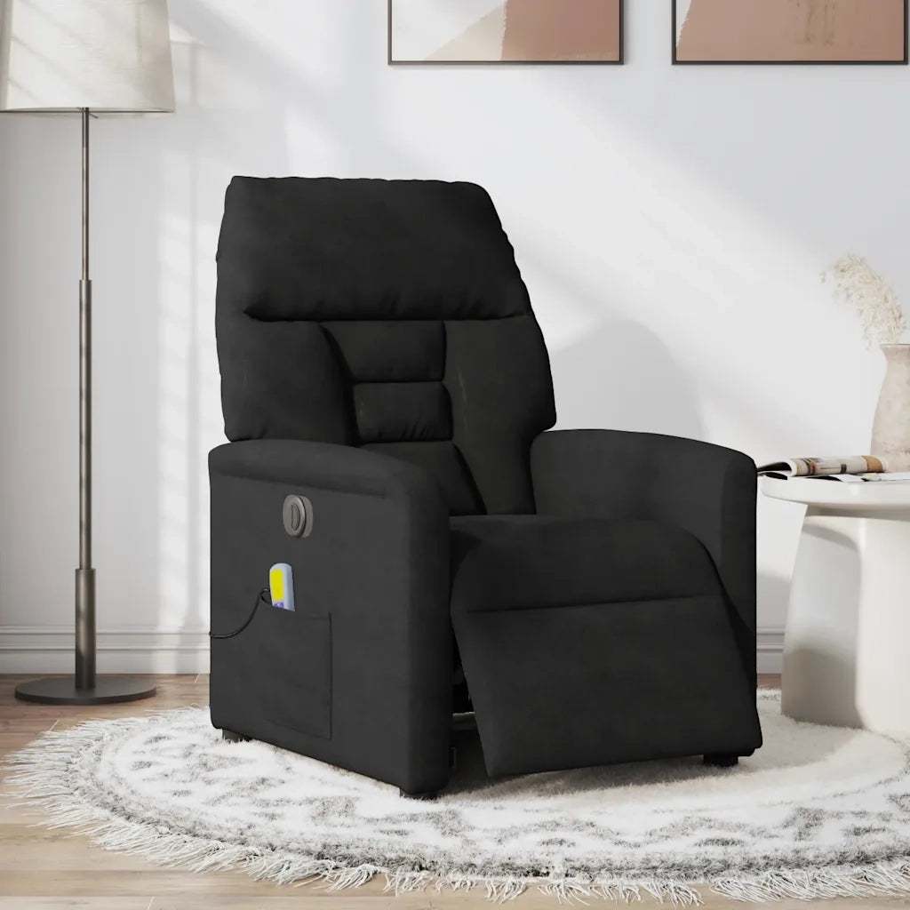 Poltrona Reclinabile Massaggiante | Sedia Relax Elettrica Nera Microfibra
