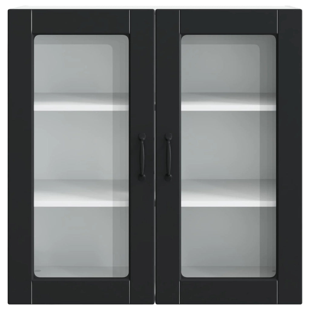 Mobile da cucina moderno da parete con pratico spazio di archiviazione 80 x 31 x 80 cm legno ingegnerizzato nero 02_0054409