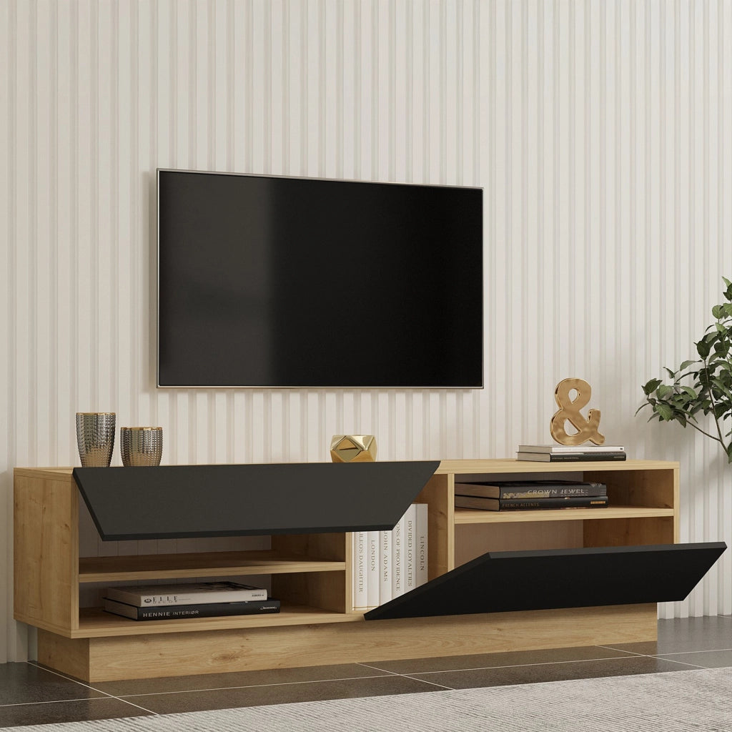 Spilinga, Mobile Porta tv 2 Ripiani, 160x40x45h cm Nero Antracite