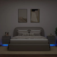 Comodini con Luci LED 2pz Grigio Sonoma in Legno Multistrato 836746