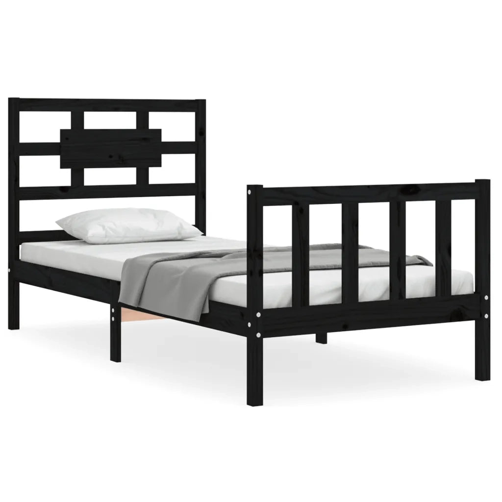 Giroletto con Testiera Nero Small Single in Legno Massellocod mxl 104988