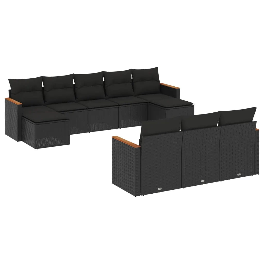 Set Divani da Giardino 10pz con Cuscini in Polyrattan Nerocod mxl 88456