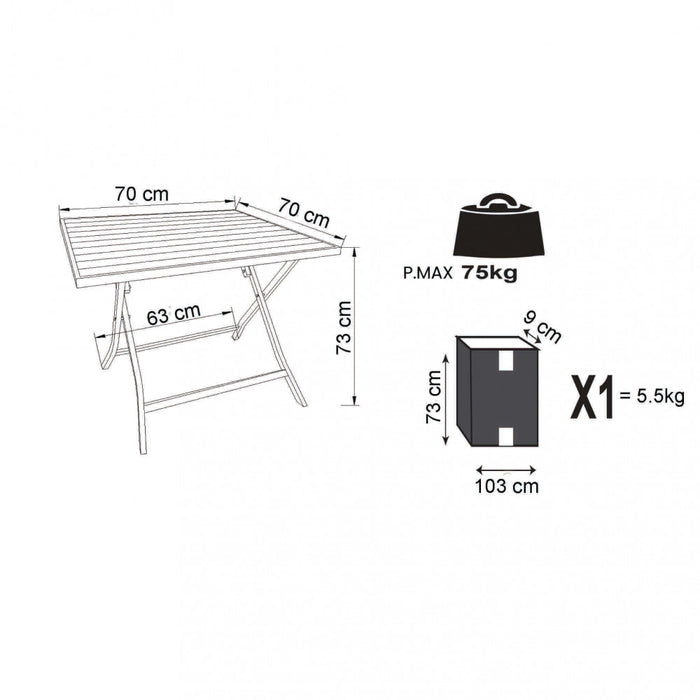 Tavolo Alabama 70x70x73 h cm in Alluminio Taupe