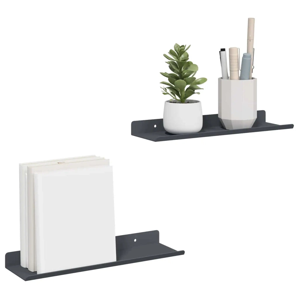 Mensola sospesa 2 pcs Antracite 30 x 9 x 2,5 cm Acciaio 8003940