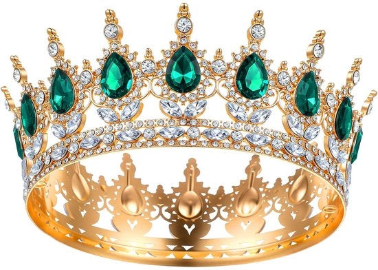 Corona per donna, corona regale, tiara, strass, corone per compleanni, abbigliamento da sposa, accessori per capelli da principessa per feste, accessori per fotografia (giallo oro)