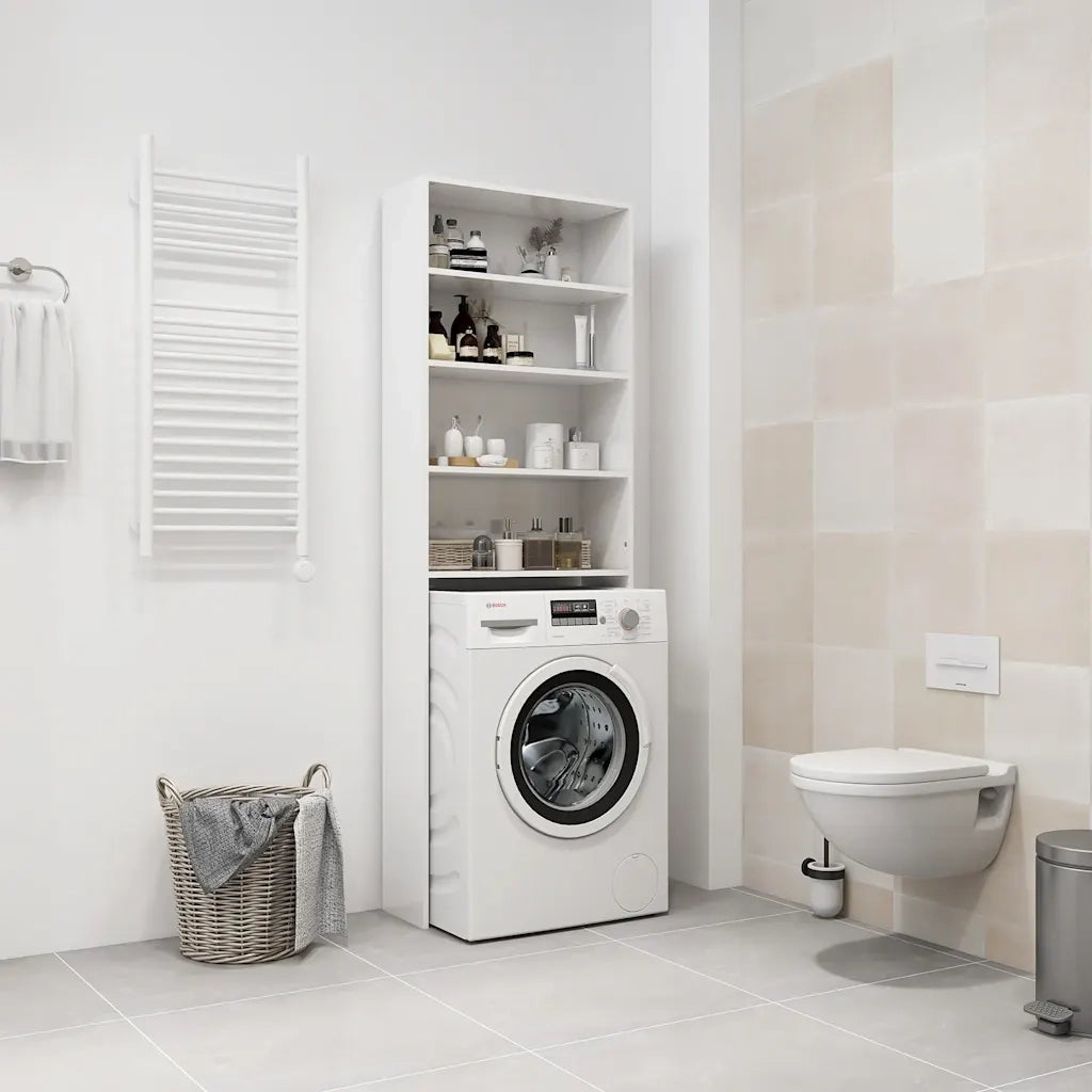 Mobile per Lavatrice Bianco Lucido 64x24x190 cm 808410