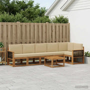 Set di divani da esterno 7 pcs Naturale e Beige Poliestere 3385274