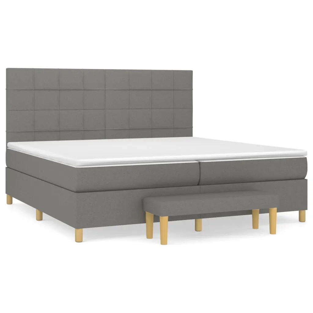 Giroletto a Molle con Materasso Grigio Scuro 200x200 cm Tessuto 3137182