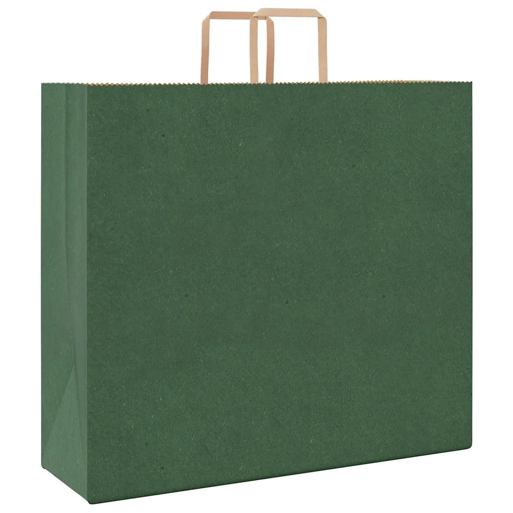 Sacchetti di Carta 250 pz con Manici Verdi 54x15x49 cm 4101962