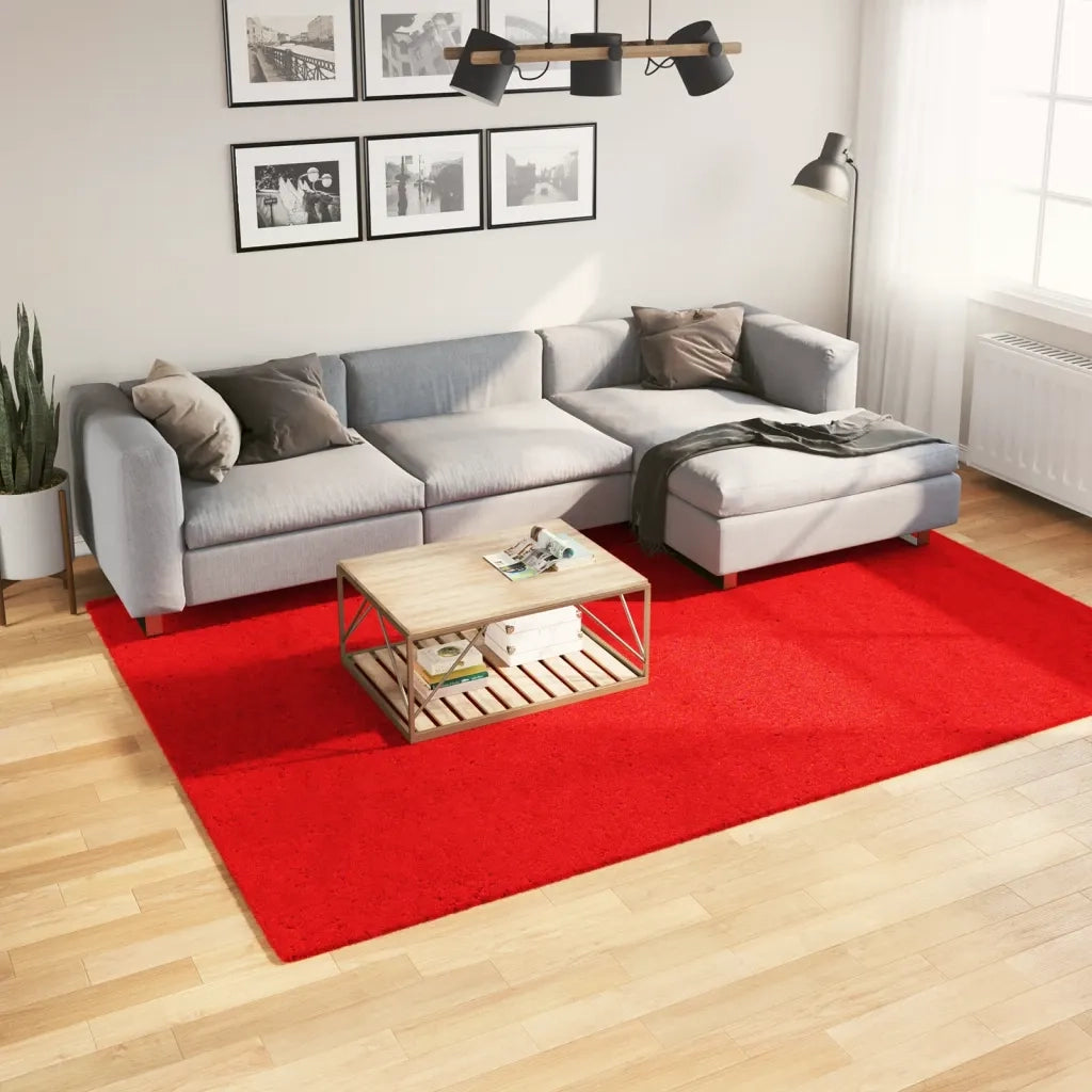 Tappeto a Pelo Corto HUARTE Morbido e Lavabile Rosso 200x280cm 375176
