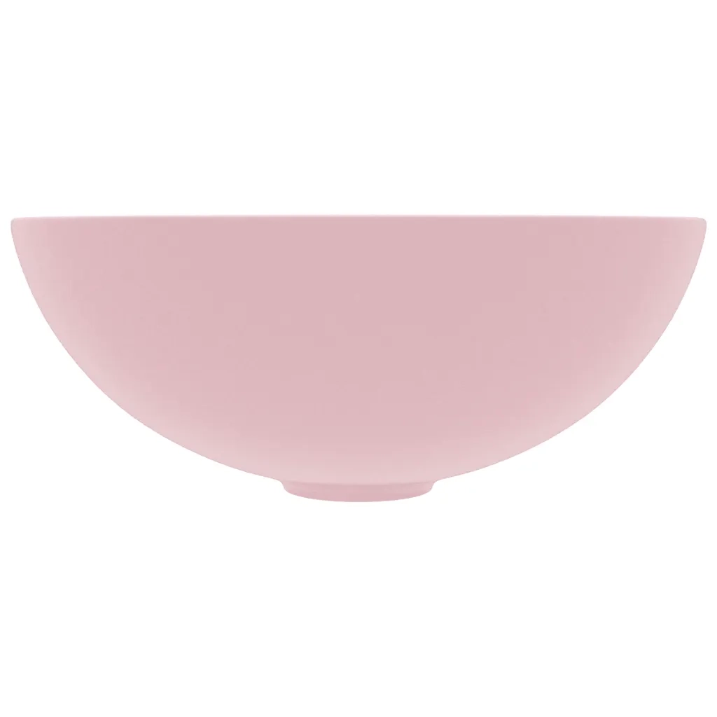 Lavandino da Bagno-Lavabo-Lavello in Ceramica Rosa Opaco Rotondo