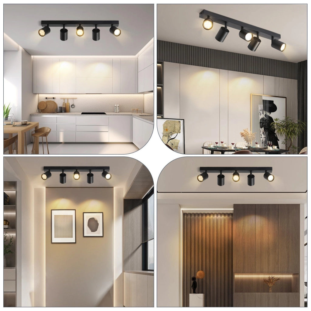ZMH Faretto da soffitto neri 5 luci GU10 orientabili 330° stile industriale moderno per soggiorno senza lampadine
