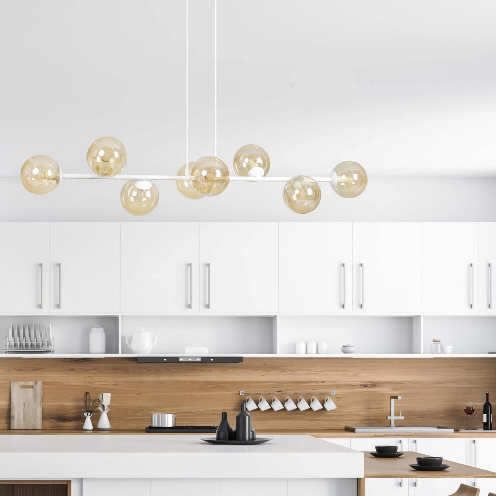 Lampadario Emibig ROSSI bianco/miele 8xE14 in vetro