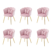Sedia da pranzo in velluto con schienale a petalo e cuscino - gambe metalliche rosa