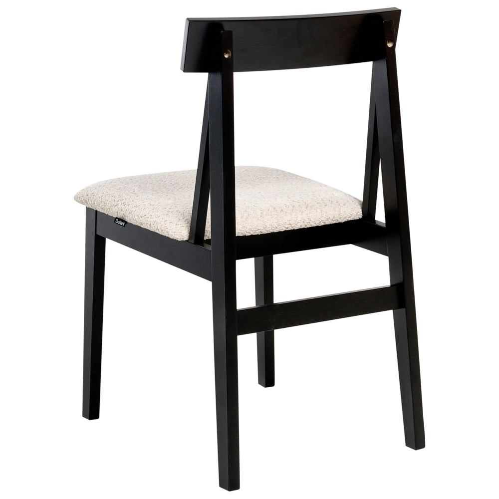 Set di 2 sedie da pranzo Struttura in legno di gomma scuro Seduta in bouclé beige Design retrò senza braccioli