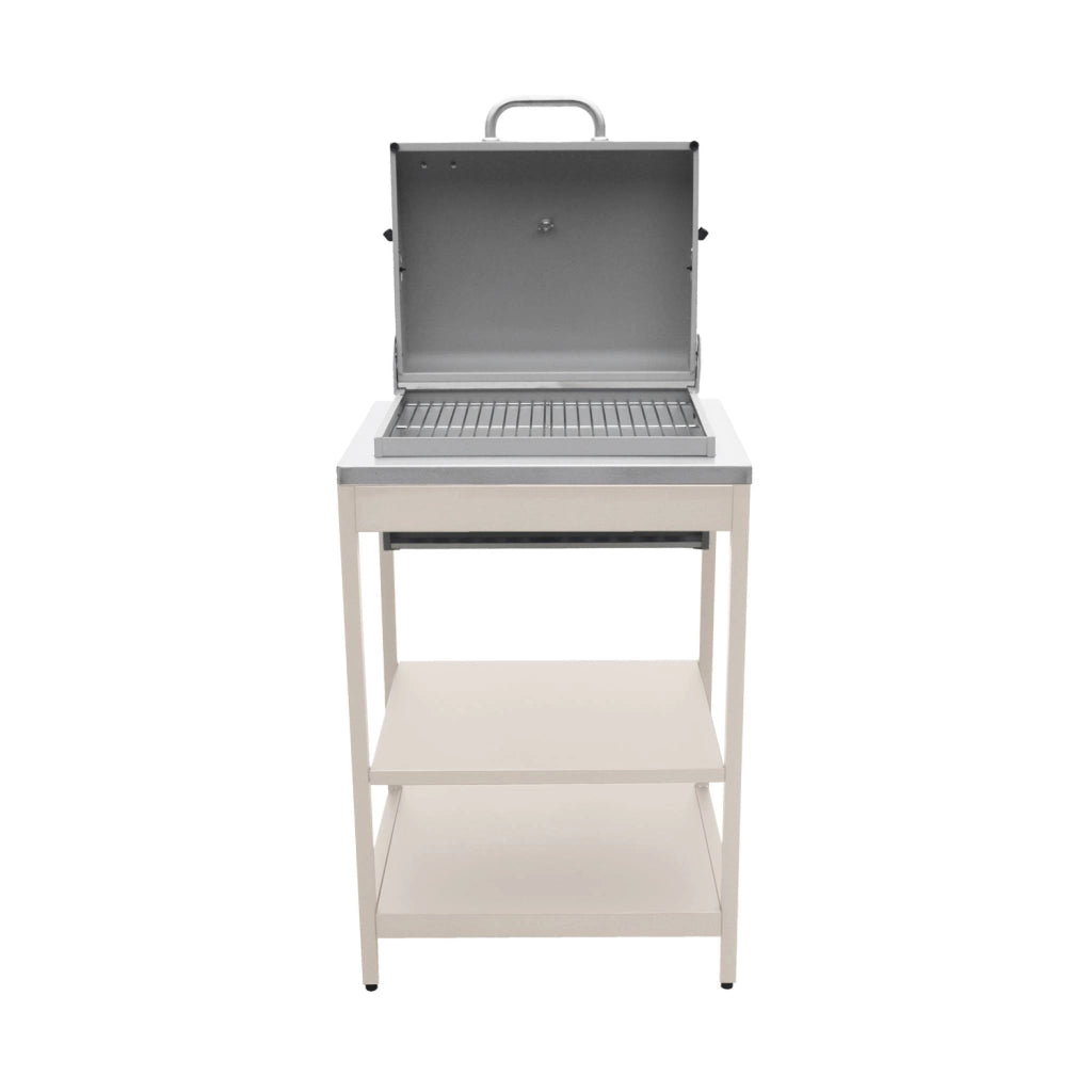 Mobile e barbecue a carbone in acciaio inossidabile con griglia
