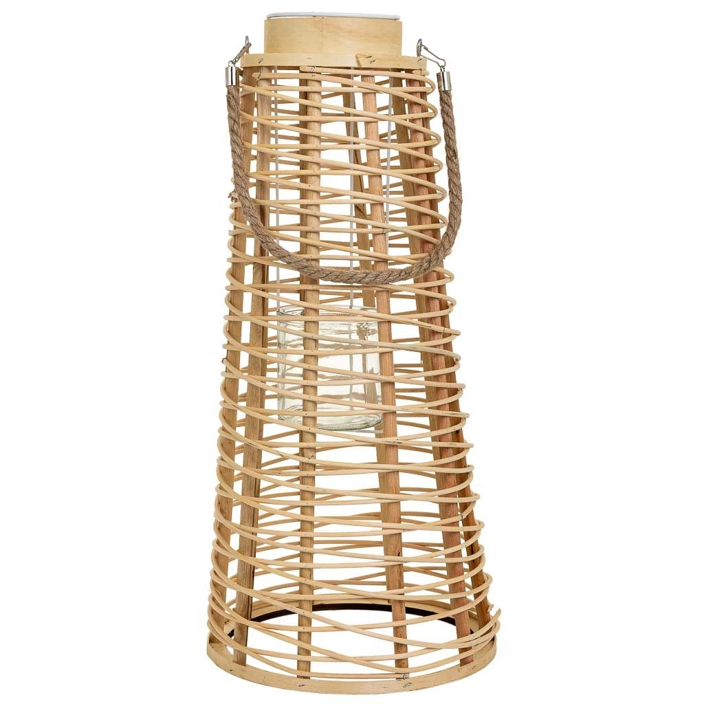 Lanterna portacandela in rattan marrone d26,5x56h