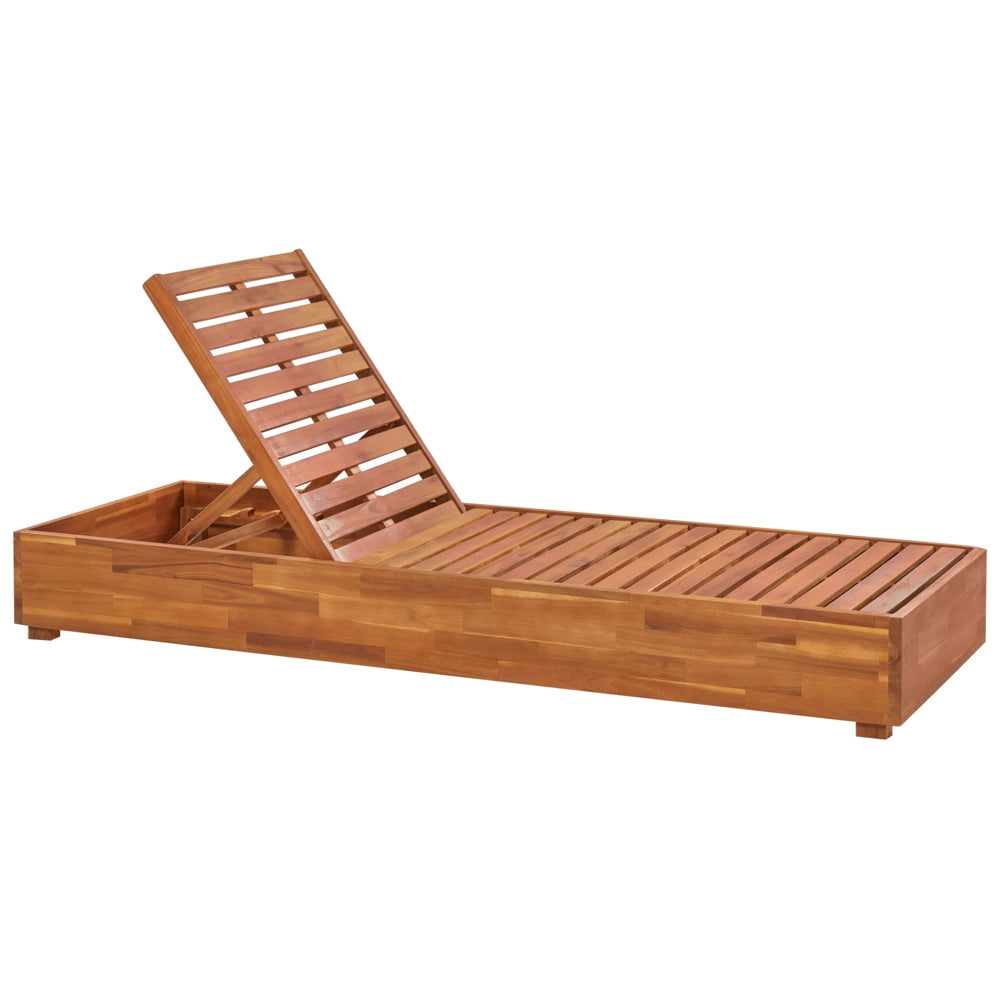 Lettino da giardino in legno di acacia reclinabile con cuscini bianco sporco terrazza giardino esterno