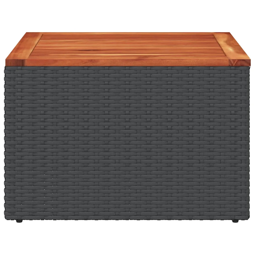 Tavolo da giardino nero 55x55x37 cm in polyrattan e legno di acacia 365975