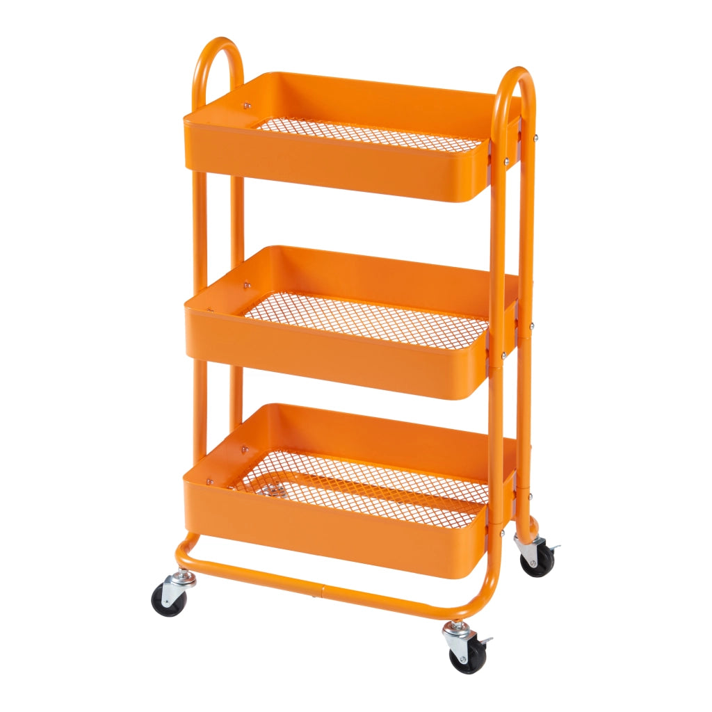 Carrello da Stoccaggio Pyhäntä con 3 Contenitori - Acciaio Arancione [en.casa]