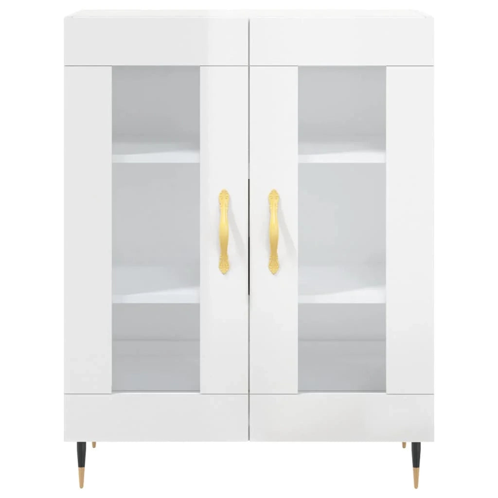 Buffet credenza cassettiera mobiletto mobile contenitore organizer per cucina soggiorno finitura lucida 69,5 x 34 x 90 cm legno ingegnerizzato bianco 02_0030731