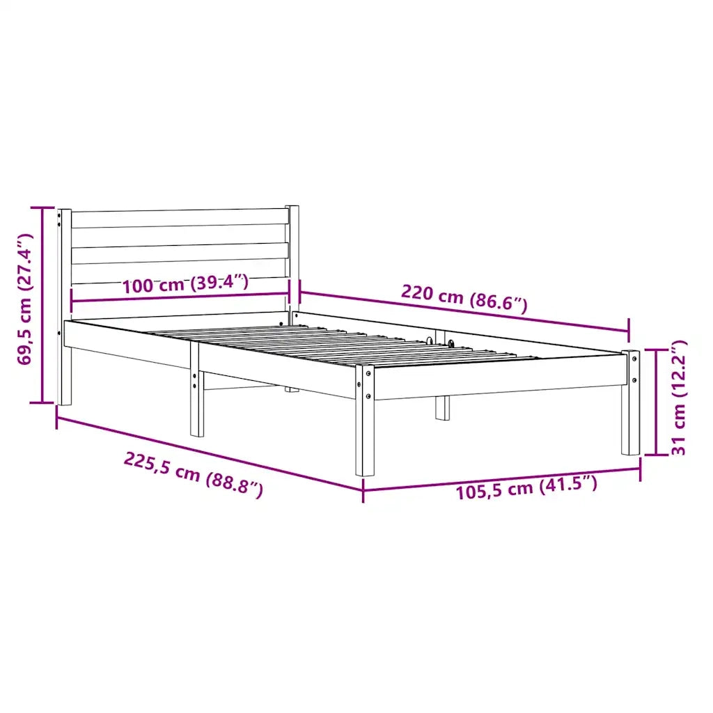 Struttura del letto Marrone 225,5 x 105,5 x 69,5 cm 869778