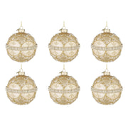 Palline di Natale in Vetro Champagne con Brillanti e Perle Beloved Diametro: 80 mm