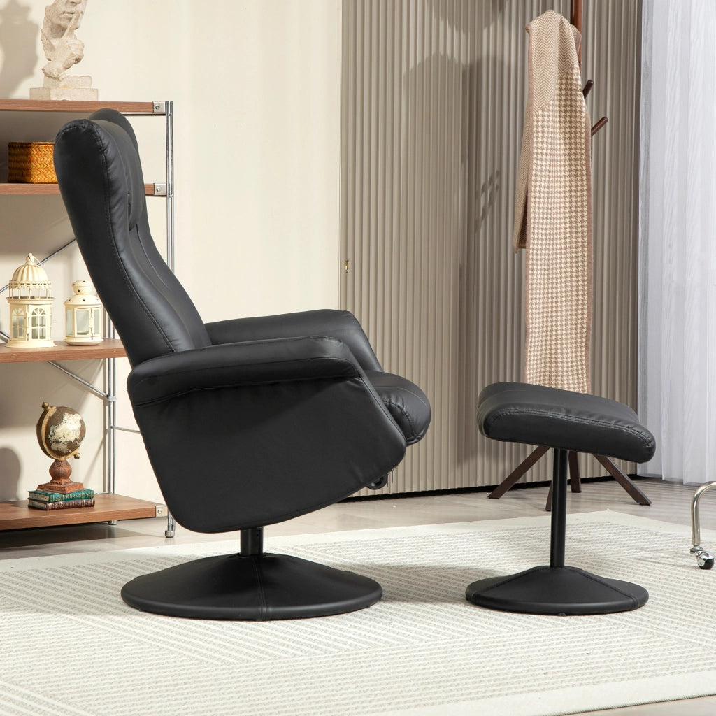 POLTRONA RELAX GIREVOLE CON POGGIAPEDE 70x79x105 cm Nera