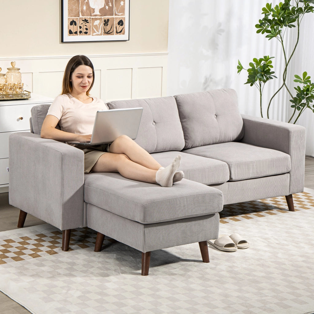 Divano angolare reversibile in velluto ¨C zephmum ¨C grigio chiaro 192x137x84cm