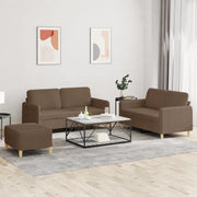 Set di Divani 3 pz con Cuscini Marrone in Tessuto 3202097