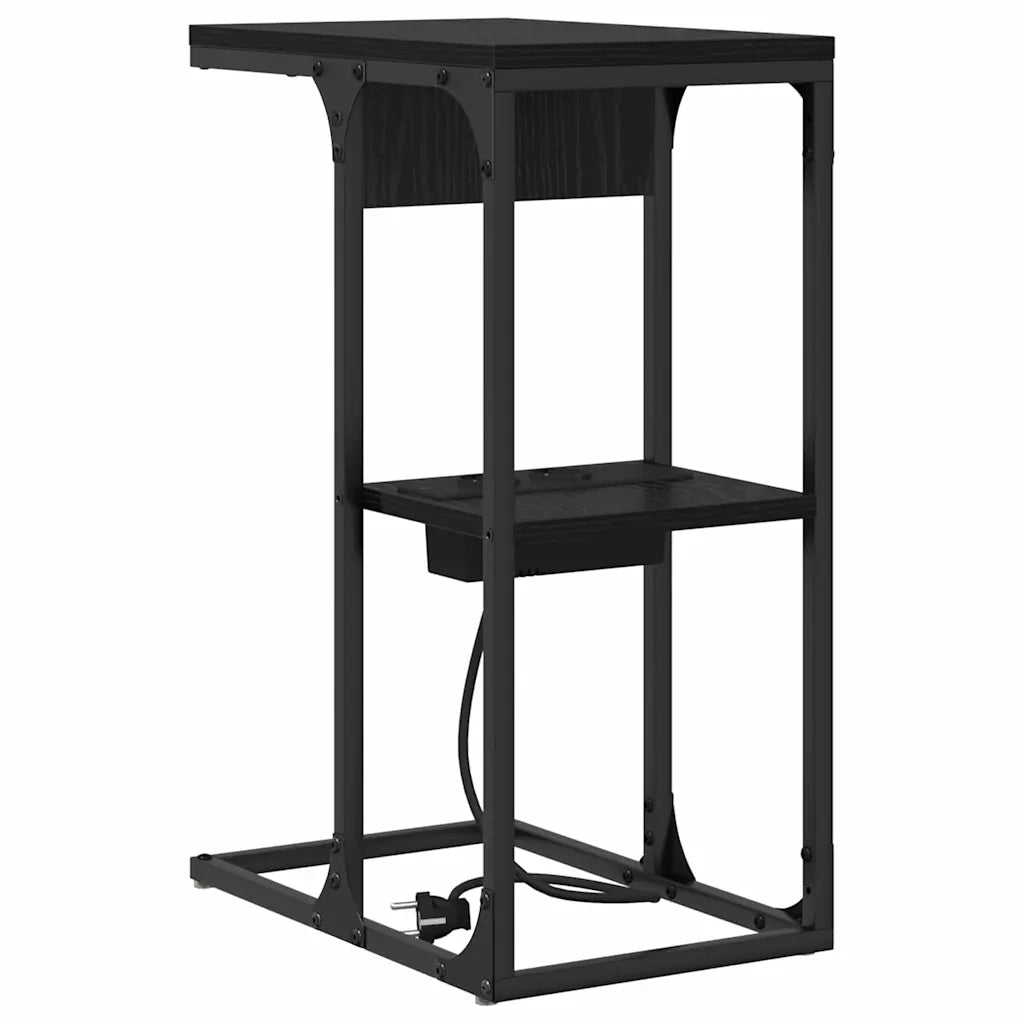 Comodino | Armadio da Notte | Mobiletto da notte Rovere Nero 41,5 x 26 x 60,5 cm