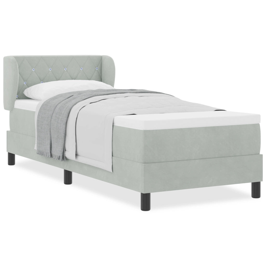 Letto Box Spring con Materasso Grigio Chiaro 80x200 cm Velluto