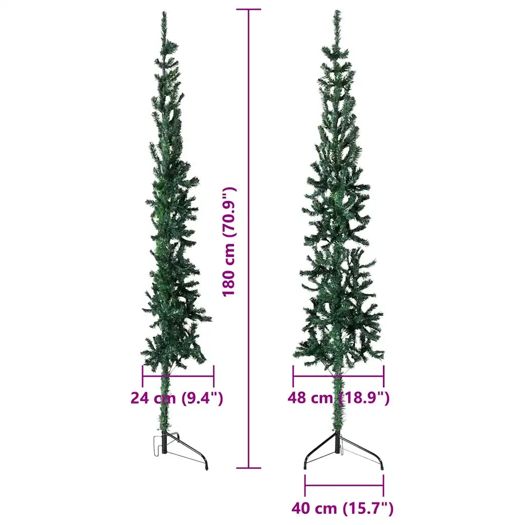 Albero Natale Artificiale Sottile a MetÃ  Supporto Verde 180 cm